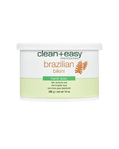 Broad view of Clean + Easy Brazilian Bikini Hard Wax in 14 ounce tin