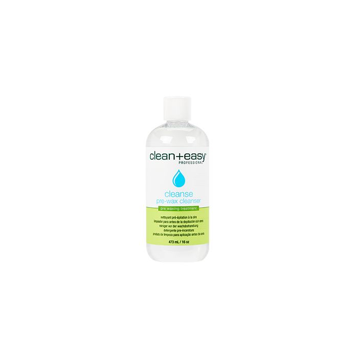 Capped Clean+easy Cleanse pre-wax cleanser in a 16-ounce bottle
