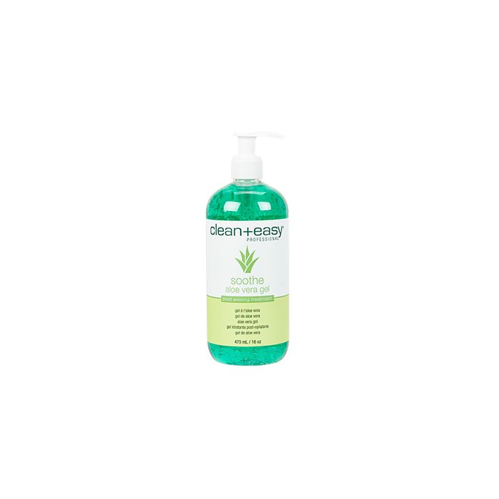 16-ounce pump bottle of Clean + Easy soothe aloe vera gel post-waxing treatment