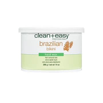 Broad view of Clean + Easy Brazilian Bikini Hard Wax in 14 ounce tin