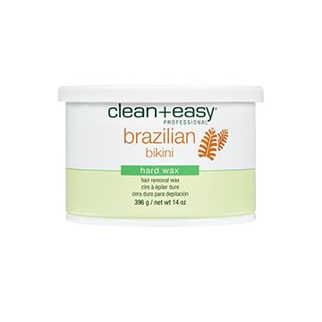 Broad view of Clean + Easy Brazilian Bikini Hard Wax in 14 ounce tin