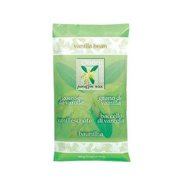 Vertical Sealed pack of a vanilla bean paraffin wax isolated in white background